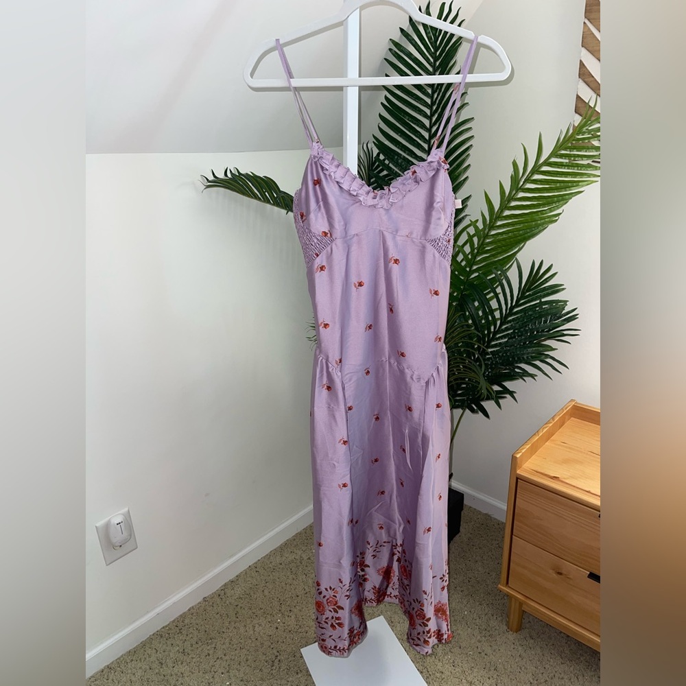 Free People On My Own Floral Satin Nightgown Dress XS - Picture 3 of 4